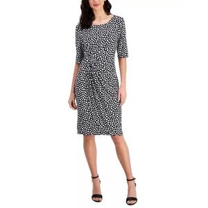 Connected Dress Black White Gray Sz 12 Stretch Sheath Washable Short Sleeve Used